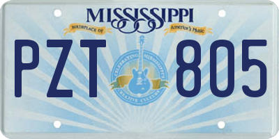 MS license plate PZT805