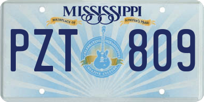 MS license plate PZT809