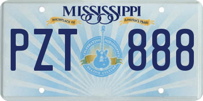 MS license plate PZT888
