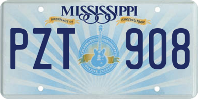 MS license plate PZT908