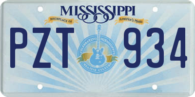 MS license plate PZT934