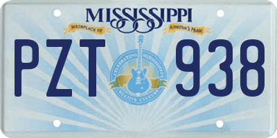 MS license plate PZT938