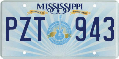 MS license plate PZT943
