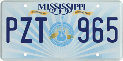 MS license plate PZT965