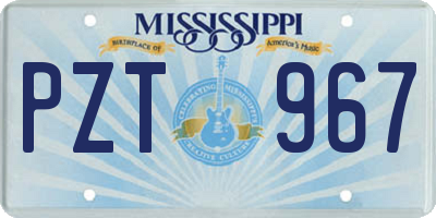 MS license plate PZT967