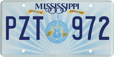 MS license plate PZT972