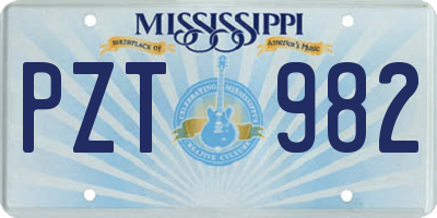 MS license plate PZT982