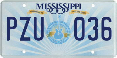 MS license plate PZU036