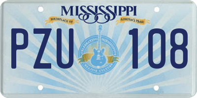 MS license plate PZU108