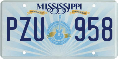 MS license plate PZU958
