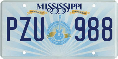 MS license plate PZU988