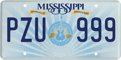 MS license plate PZU999