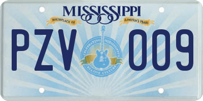 MS license plate PZV009
