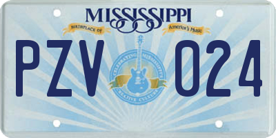 MS license plate PZV024