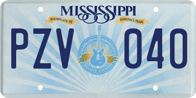 MS license plate PZV040