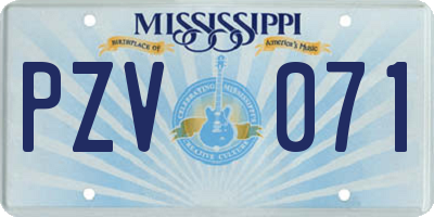 MS license plate PZV071