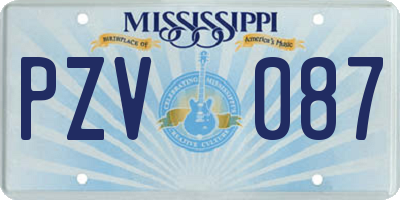 MS license plate PZV087