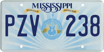 MS license plate PZV238