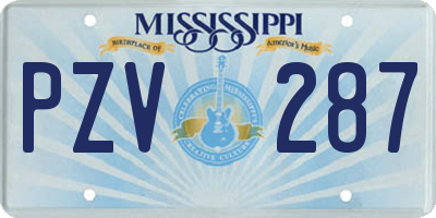 MS license plate PZV287