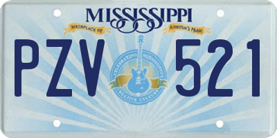MS license plate PZV521