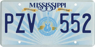 MS license plate PZV552