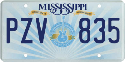 MS license plate PZV835