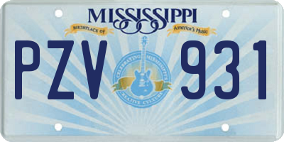 MS license plate PZV931