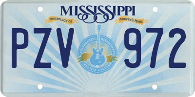 MS license plate PZV972