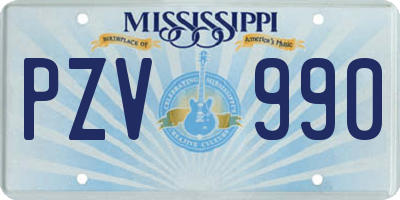 MS license plate PZV990