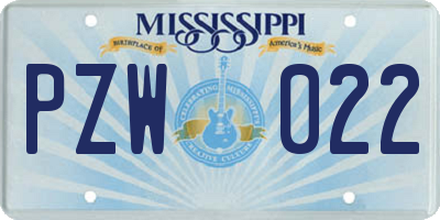 MS license plate PZW022
