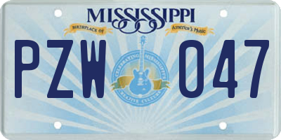 MS license plate PZW047