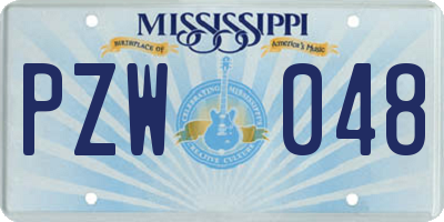 MS license plate PZW048