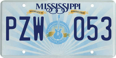 MS license plate PZW053