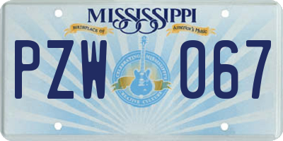 MS license plate PZW067