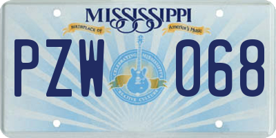 MS license plate PZW068