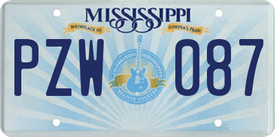 MS license plate PZW087