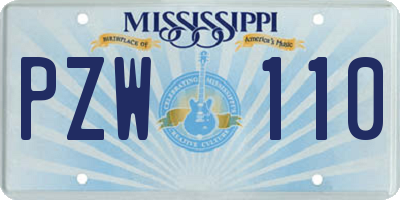 MS license plate PZW110