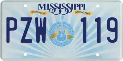 MS license plate PZW119