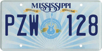 MS license plate PZW128