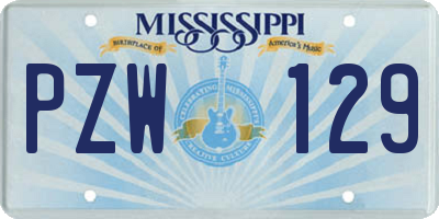 MS license plate PZW129