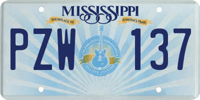 MS license plate PZW137