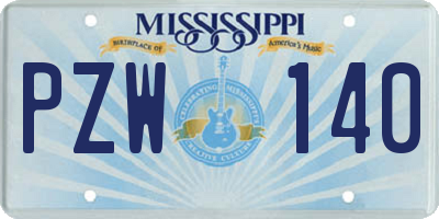 MS license plate PZW140