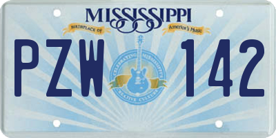 MS license plate PZW142