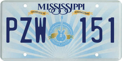 MS license plate PZW151