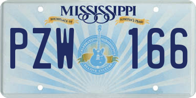 MS license plate PZW166
