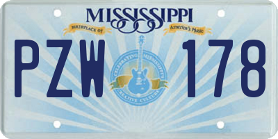 MS license plate PZW178