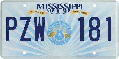 MS license plate PZW181