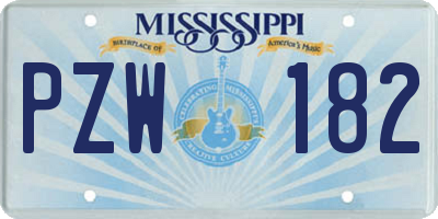 MS license plate PZW182