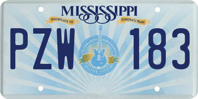 MS license plate PZW183
