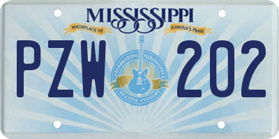 MS license plate PZW202